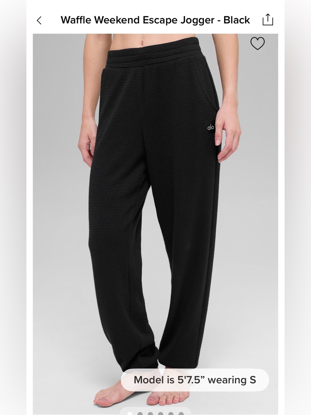 ALO Yoga Waffle Weekend Escape Jogger - Black, Size S